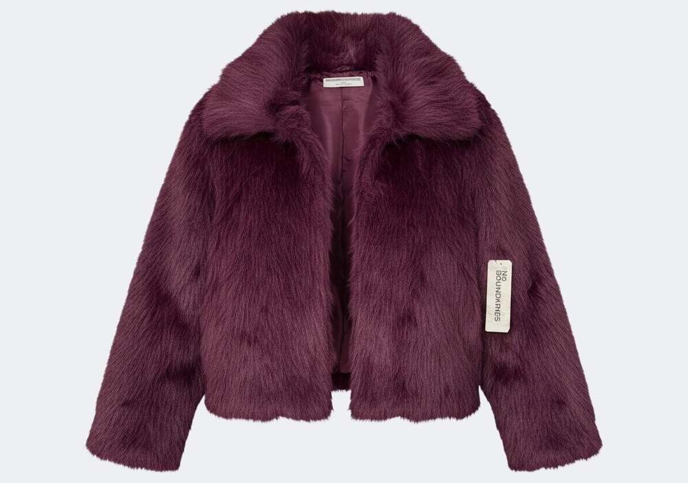 No Boundaries Faux Fur Jacket Burgundy Size M